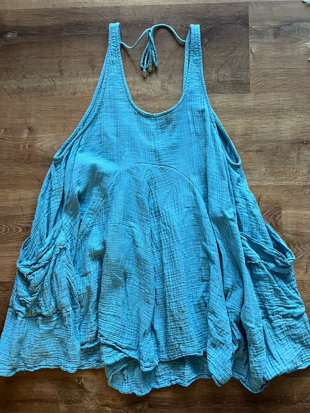 Free People Pina Colada Tunic Size Medium RT $78 Blue